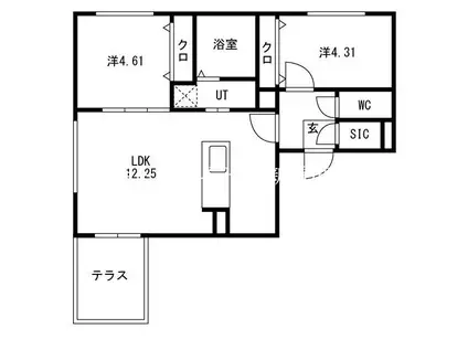 GA-北11東12 MS(2LDK/1階)の間取り写真