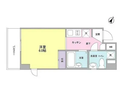 ラグラシューズ相模大野(1K/4階)の間取り写真