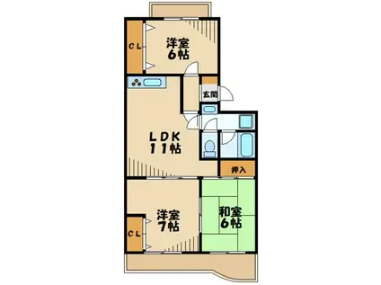 パルセルもえぎ野(3LDK/3階)の間取り写真