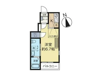 スイング二ツ橋(1K/2階)の間取り写真