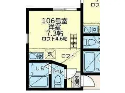 ユナイト横浜カッシーナ(ワンルーム/1階)の間取り写真