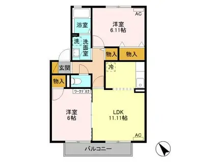 コーポマリーナ B(2LDK/1階)の間取り写真