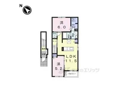 パラシオⅡ(2LDK/2階)の間取り写真