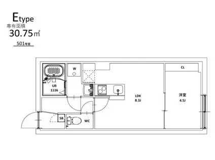 MAXIV CITY大島(1LDK/5階)の間取り写真