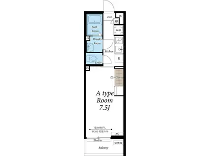 リブリ・サーレ国立(1K/1階)の間取り写真