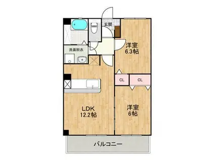 メゾンラピス(2LDK/3階)の間取り写真