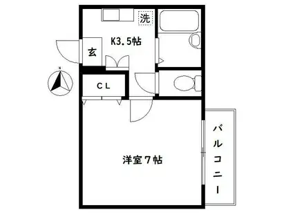 フォンテーヌ沼袋(1K/1階)の間取り写真