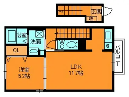 CASA香芝(1LDK/2階)の間取り写真