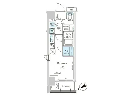 パークアクシス日本橋茅場町(ワンルーム/10階)の間取り写真