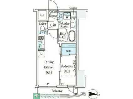 イプセ押上(1DK/4階)の間取り写真