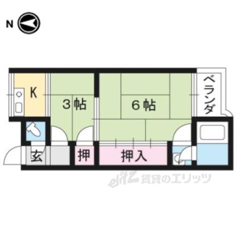 晃健荘(2K/1階)の間取り写真