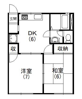 サンコーポ松葉(2DK/1階)の間取り写真