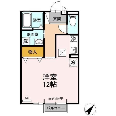 IRIS(ワンルーム/1階)の間取り写真