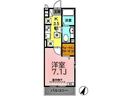 アンソレイユ港南台(1K/1階)の間取り写真