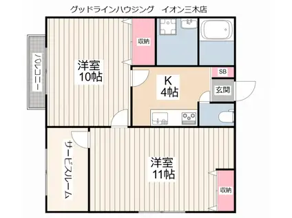 ミユキハウス(2SK/2階)の間取り写真