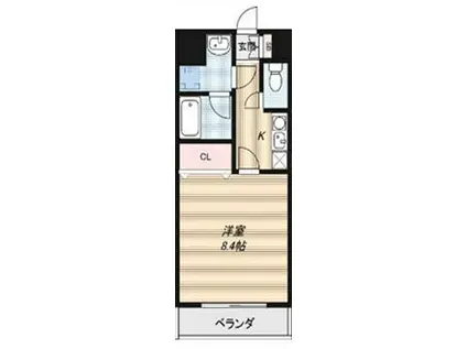 メルディアキューブやえのさと(1K/6階)の間取り写真