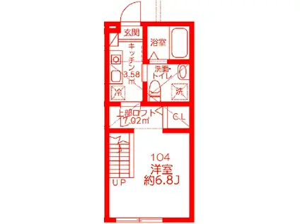 フルリール大和(1K/1階)の間取り写真