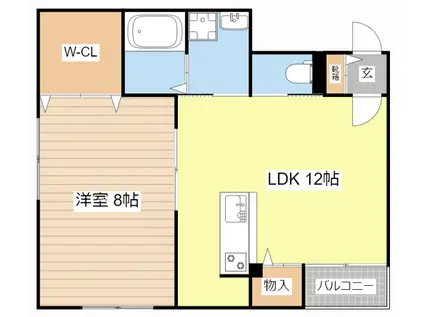 カルフールVIII(1LDK/1階)の間取り写真