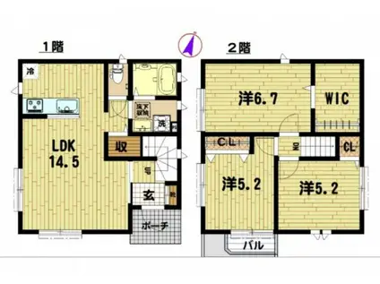 PRIME ASSET 大倉山 1(3LDK/1階)の間取り写真