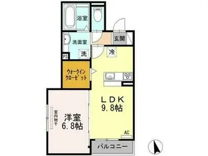 エポラール東別院(1LDK/3階)の間取り写真