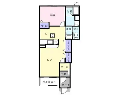 リヴィエールII(1LDK/1階)の間取り写真
