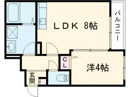 ALEGRIA住道II(1LDK/1階)の間取り写真