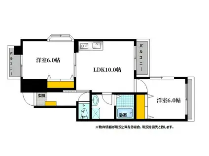 シティハイツ金屋(2LDK/8階)の間取り写真