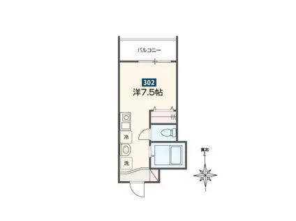 MELLAS京急鶴見(ワンルーム/3階)の間取り写真