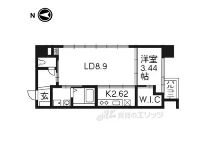 プラネシア東山三条(1LDK/2階)の間取り写真
