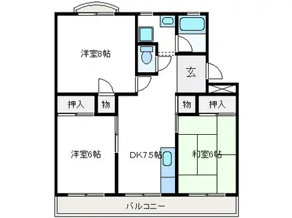 メゾンティック(3DK/3階)の間取り写真