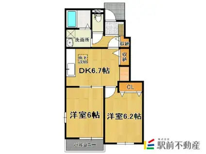 ボルドー 3(2DK/1階)の間取り写真