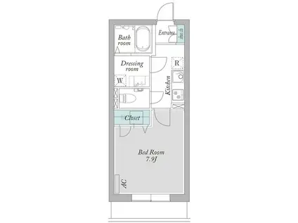 FIVE南大井(1K/1階)の間取り写真