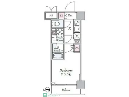 ハーモニーレジデンス武蔵小杉002(1K/2階)の間取り写真