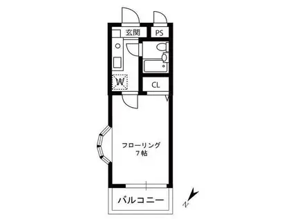 エクレール砧(1K/4階)の間取り写真
