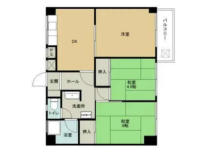 ジョイフルマンション(3DK/3階)の間取り写真