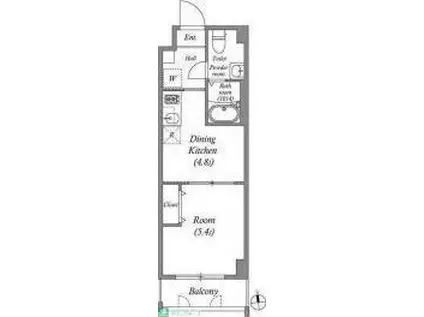 アーバハイツ六町環七北通(1DK/1階)の間取り写真
