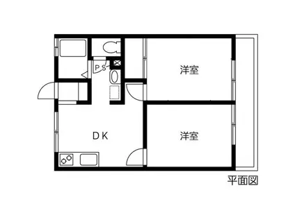 ユトリロ宮ノ西(2DK/2階)の間取り写真
