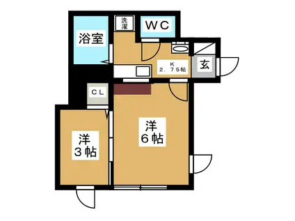 コクノハイツ(2K/1階)の間取り写真