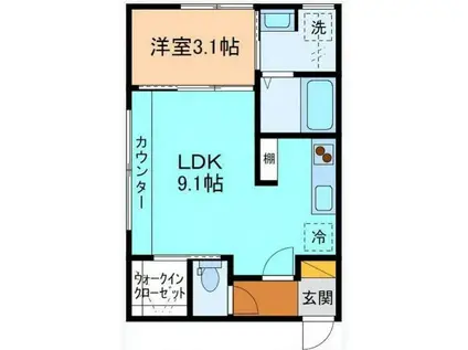 INTEGRAL N・Y(1LDK/1階)の間取り写真