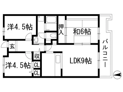 アルビス寺本4号棟(3LDK/6階)の間取り写真