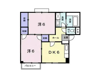 サンハイムB(2DK/2階)の間取り写真