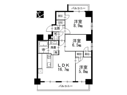 メイプルグラン本山(3LDK/5階)の間取り写真