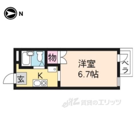 ヴィラ羽柴(1K/2階)の間取り写真