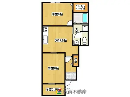 SUNWARE・I(2DK/1階)の間取り写真