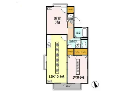 セジュールそれいゆ B棟(2LDK/2階)の間取り写真