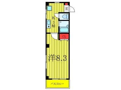 レフア南常盤台(1K/2階)の間取り写真
