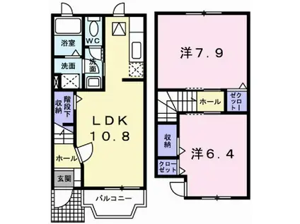 セレニティ薬師B(2LDK/1階)の間取り写真