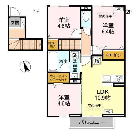 ボンヌクール城東(3LDK/2階)の間取り写真