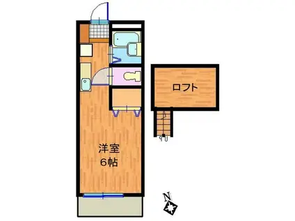 プリムローズ(1K/1階)の間取り写真