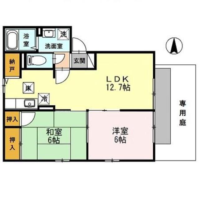 グリーンハイツ北山II(2LDK/1階)の間取り写真